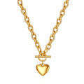 Herz-Halskette mit Toggle-Verschluss, 18K vergoldeter Edelstahl – 41 cm